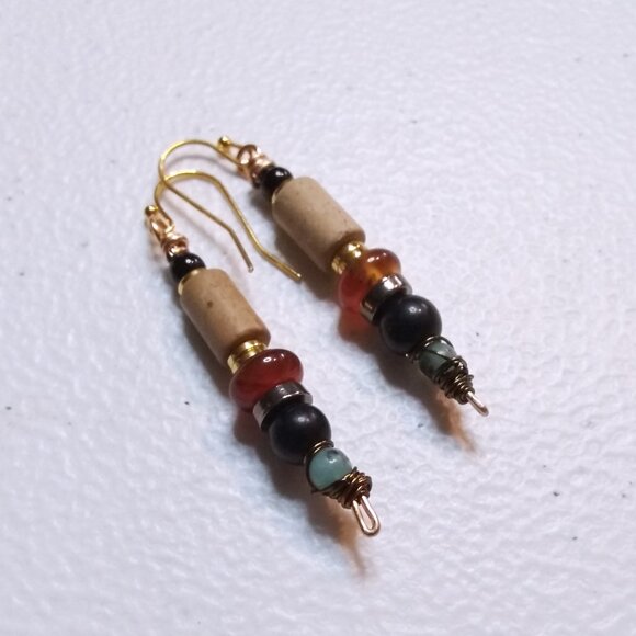 Handmade: Stack Earrings! Beaded Semi-Precious Stones ~ Each Pair is different! - Picture 2 of 8